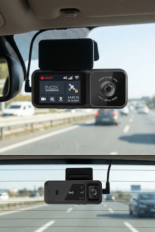 Inox-x607 4g Ve Gps Destekli Çift Yönlü Araç İçi Kamera - Canlı İzleme Ve Filo Takip Kamerası Dash Cam