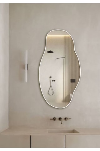 Asimetrik75x40 Konsol, Dresuar, Tuvalet Aynası Beyaz. 1.kalite Şişecam Ayna 75 X 40 Beyaz