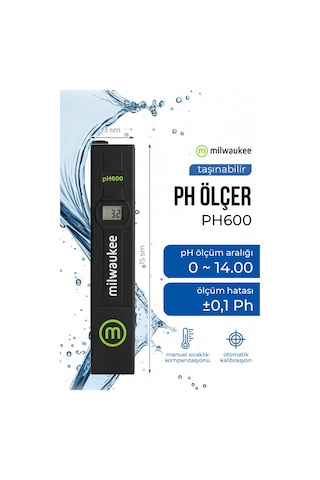 Milwaukee Ph600 Dijital Ph Kalem Taşınabilir Ph Metre