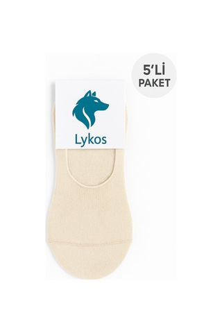 Lykos Kadın Bej Pamuklu Babet Çorap 5 Li Paket Bej