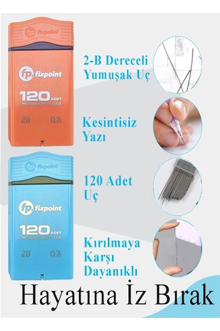 Kalem Ucu 120 Li 0.7 Mm 2b 1 Paket Fixpoint Çoklu Versatil Kalem Uç Mekanik Uçlu Otomatik Kurşun Kalem Ucu 60 Mm Yumuşak