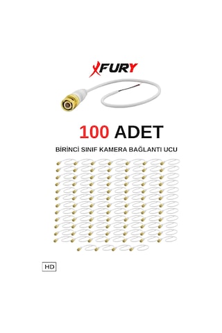 Fury 100 Adet A Kalite Kablolu Hazır Bnc Kablolu Konnektör