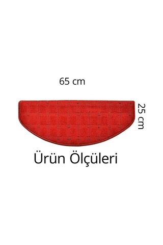 Yarım Ay Bukle Halıdan Alınlıklı Basamak Ve Merdiven Paspası - Kırmızı / Adet Olarak Satılır Null