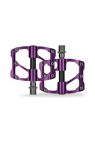 Yifomall Alüminyum Bisiklet Pedalları, Üç Rolmeli, Anti-kayma Tırnaklı, Sağ-sol İşaretli, 244g, Mor - Dağ Yolu Ve Yolluk Bisikletleri İçin Dayanıklı