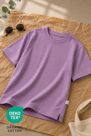 Luppinos Basic 2li %100 Pamuk Bisiklet Yaka Kız Bebek-çocuk Tshirt Set Mor - Pembe