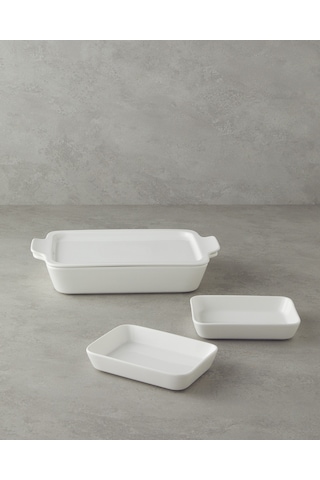Bianca Seramik Set Fırın Kabı 34x20 Cm Beyaz Beyaz