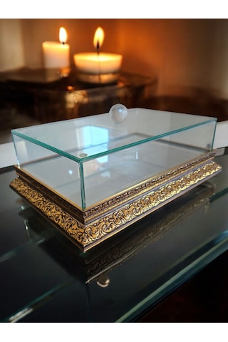 İsteme Söz Nişan Çikolata Çeyiz Kutusu 20 30 Ahşap Kenar Aynalı Taban Cam Kutu