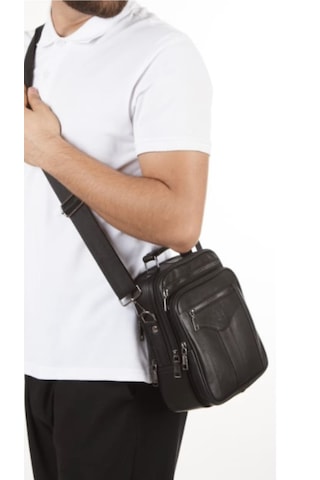 Newish Polo Hakiki Deri Postacı Kasalı El Ve Omuz Çantası-büyük Siyah