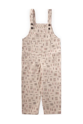 Cigit Desenli Gabardin Salopet 2-7 Yaş Ekru Çizgili Ekru