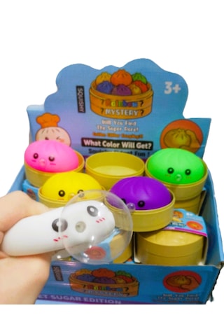 Baloncuklu Squishy Stres Topu Sıkılabilir Duyusal Oyuncak Çin Mantısı Kutu Şeklinde -10 Cm- 1 Adet Çok  Renkli