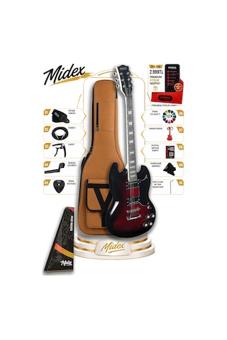 Midex Sg-special-rds Profesyonel Sg Kasa Hh Elektro Gitar Seti Kırmızı Sunburs