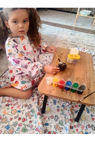 4-7 Yaş Zoo Sıvı Geçirmez Çocuk Aktivite Boyama Önlüğü