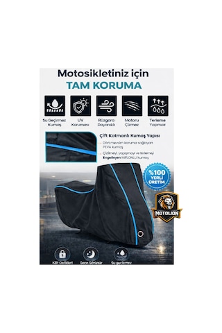 Kuba Cg 125 Topcaseli Siyah-mavi Dikişli Motor Brandası,motosiklet Branda