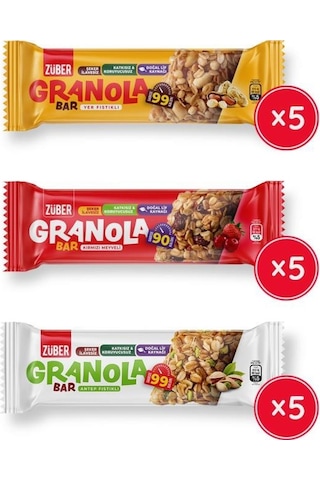 Züber Granola Bar Deneme Paketi 15 x 25 G Züber Granola Bar Deneme Paketi 15 x 25 G