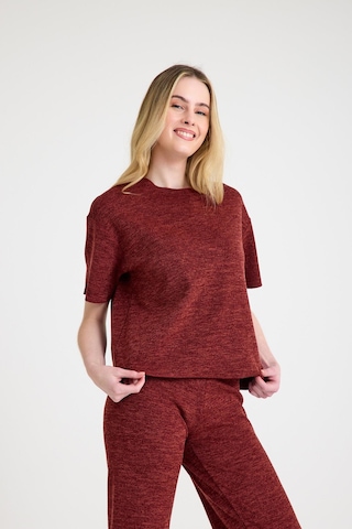 Cotenconcept Cepsiz Bol Kesim Dökümlü İkili Tişört Ve Pantolon Takımı Bordo