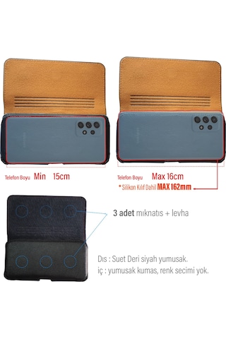 Alcatel 3x Kemer Kılıfı Bele Takılan Kemer Kılıf Mıknatıslı Kapaklı Suni Deri Yan