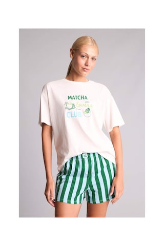 Defacto Oversıze Kısa Kollu 2li Yeşil Şortlu Pijama Takımı I0436ax26hsgn503 Yeşil-gn503