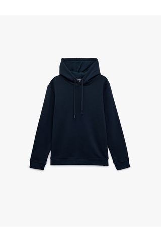 Koton Şardonlu Uzun Kollu Basic Kapşonlu Sweatshirt Lacivert 6wam70015mk