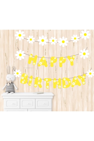 25 Parça Papatya Daisy Konsept Temalı Happy Birthday İyiki Doğdun