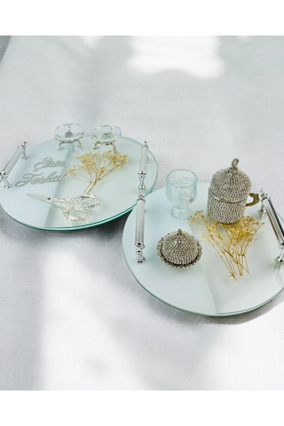 Radiant Söz Tepsisi Ve Nişan Tepsisi Seti Beyaz Beyaz