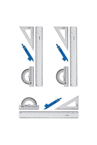 Artlantis Cetvel Takımı 30 Cm 3 Paket Yıldızlar Cetvel Pergel Gönye İletki Şeffaf Çizim Takımı Pergelli Çizim Genel