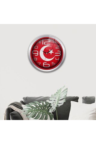 Decorita Cam Saat | Türk Bayrağı | Çap40cm Çok Renkli