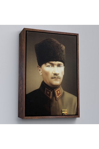 Çerçeveli Atatürk Portre Tablosu Mustafa Kemal Atatürk Dikdörtgen Dekoratif Kanvas Tablo-61