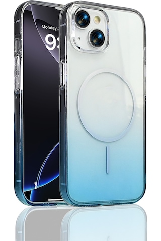 Apple Uyumlu iPhone 15 Kılıf M-safe Şarj Özellikli Zore Septik Silikon Kapak Turkuaz
