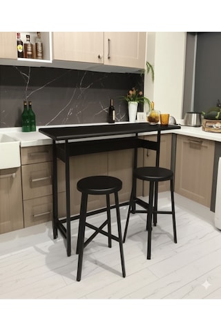 Asya Craft Siyah Bar Masası Seti