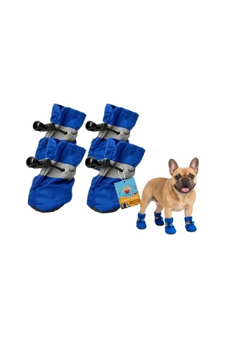 Patibon Su Geçirmez Köpek Botu 4 Lü Set - Yansıtıcı Şeritli & Kaymaz Taban Xs 1 Beden Lacivert