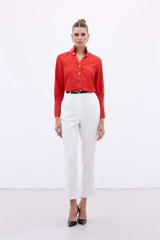Sateen Çıt Çıt Detaylı Gömlek - Kırmızı-136558 Kırmızı