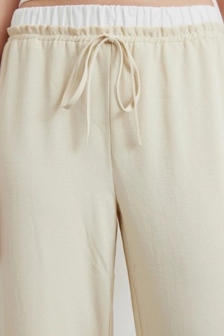 Meine Liebe Unterwäsche Bel Bantlı Wide Leg Rahat Pantolon Krem