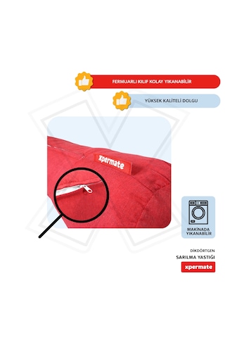 Xpermate Sarılma Yastığı Bacak Arası Yastığı Silindir 150cm Kırmı