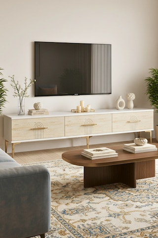 Tsa1815bt - İda Tsa180 Tv Stand, Tv Sehpası Ve Tv Ünitesi Beyaz - Traverten 180cm