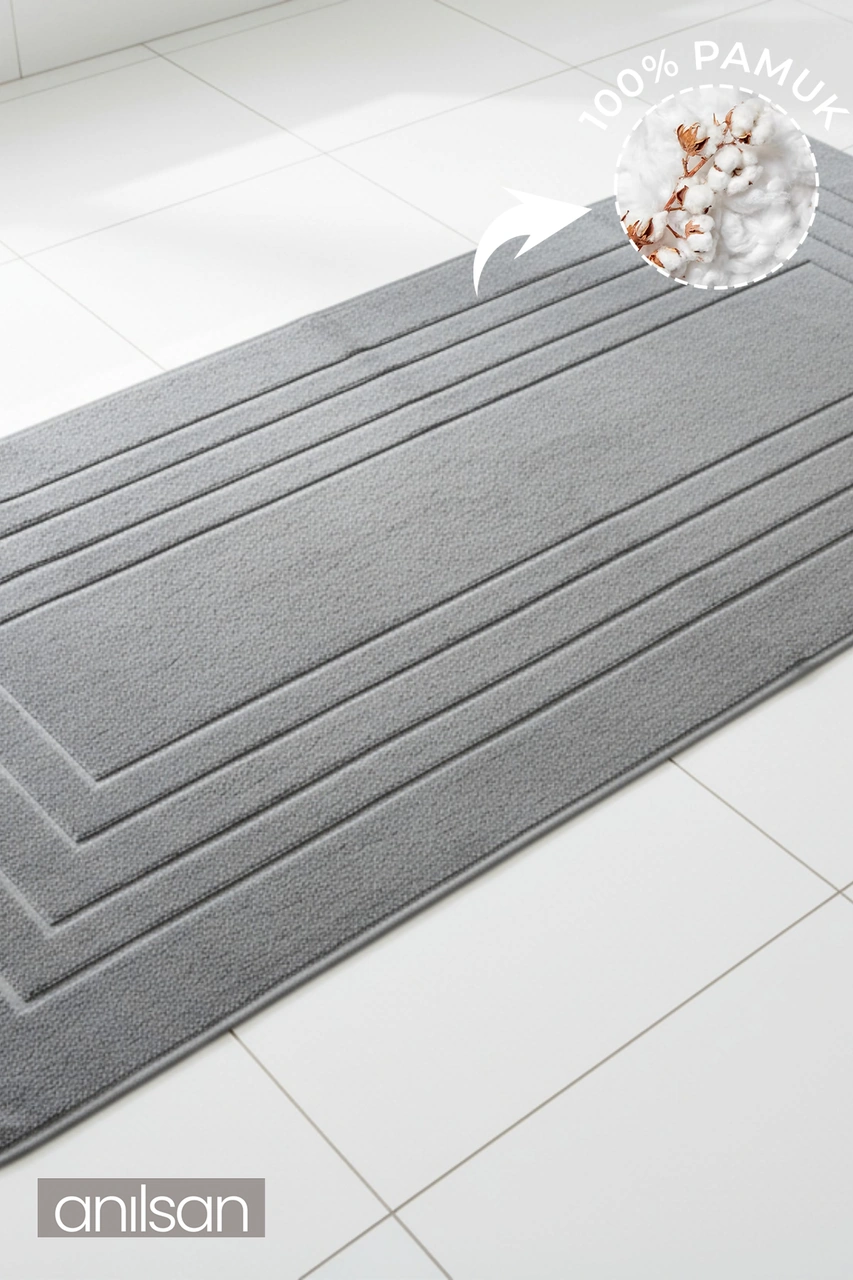 Alora Antrasit Büyük Ayak Havlusu - 60x130 Cm , 690gr %100 Pamuk, Spa Ve Otel Banyo Paspası Antrasit