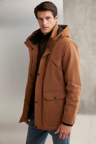 Gerardo Erkek Çok Kalın Su Ve Rüzgar Geçirmez Içi Astarlı Kapşonlu Outdoor Dış Giyim Taba Mont