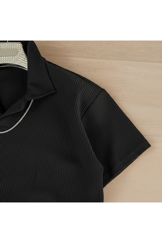 Fifty Color Alaçatı Stili Erkek Fitilli Ottoman Hava Alan Kumaş Polo Yaka T-shirt 2li Renk Bej