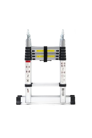 Cardilife 190cm+190cm 6+6 Basamaklı A Tipi Açılır Teleskopik Alüminyum Merdiven 6+6