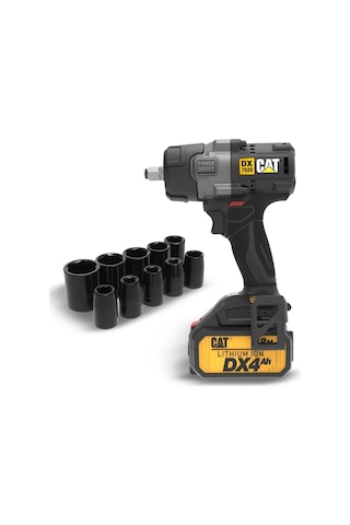 Cat DX7020.1 18V 4.0AH Çift Akülü Kömürsüz 700/880NM Profesyonel Şarjlı Somun Sıkma + 10 Adet Lokma Ucu
