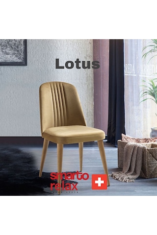 Smarto Relax Lotus 2'li Yemek Masası Sandalye Seti - Ahşap Ayaklı, Açık Kahverengi Kumaş Sari Ve Kahverengi