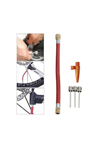 Pompa İğne Başlık Seti Top Bisiklet Lastiği Şişirme İğneleri Siyah