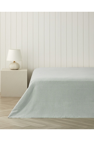 Modern Grid Tek Kişilik Pike 150x220 Cm Yeşil