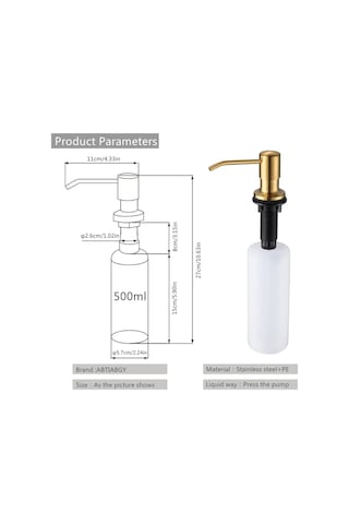 Yeşil Bronz-altın Sabunluk Paslanmaz Çelik Siyah Mutfak Lavabo Sıvı Sabunluk Şişe Mutfak Aksesuarları 500 Ml Dahili Pompalar