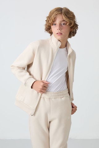 Tommy Life Bej Pamuklu Kalın İçi Tüylü Yumuşak Dokulu Standart Fit Nakışlı Erkek Çocuk Eşofman Takım - 11256 Bej