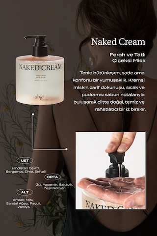 Pürüzsüzleştirici Nemlendirici Saten Bitişli Duş Jeli Kundal Moist Gleam Body Wash Naked Cream Çiçek