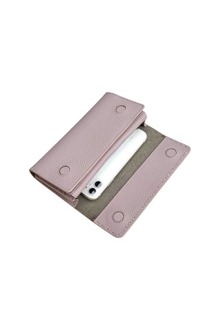 Lila %100 Hakiki Deri Dikiş Detaylı Gizli Mıknatıslı Kapaklı Özel Tasarım Kadın Cüzdan Portföy Lila