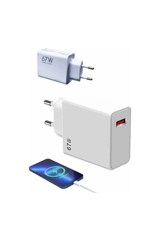 Hubrendy Tekno 67w Hızlı Şarj Yüksek Voltaj Korumalı Type C Şarj Adaptörü