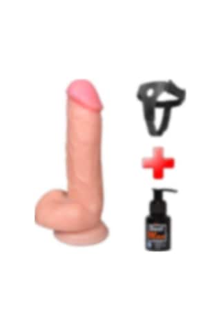 Lilitu Shop 17,5 Cm Belden Bağlamalı Realistik Dildo Penis Set