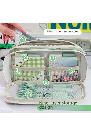 Kangvka 2024 Yeni Desen Şeffaf Kalem Kutusu - Geniş Hacimli Kız Öğrencilere Özel - Mavi Renkli Stüdyo Malzemeleri Organizatörü