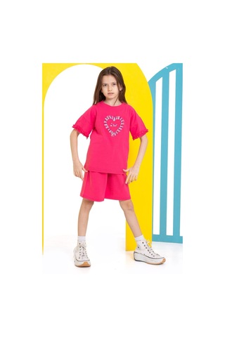 Kız Çocuk Şortlu Takım Fuşya